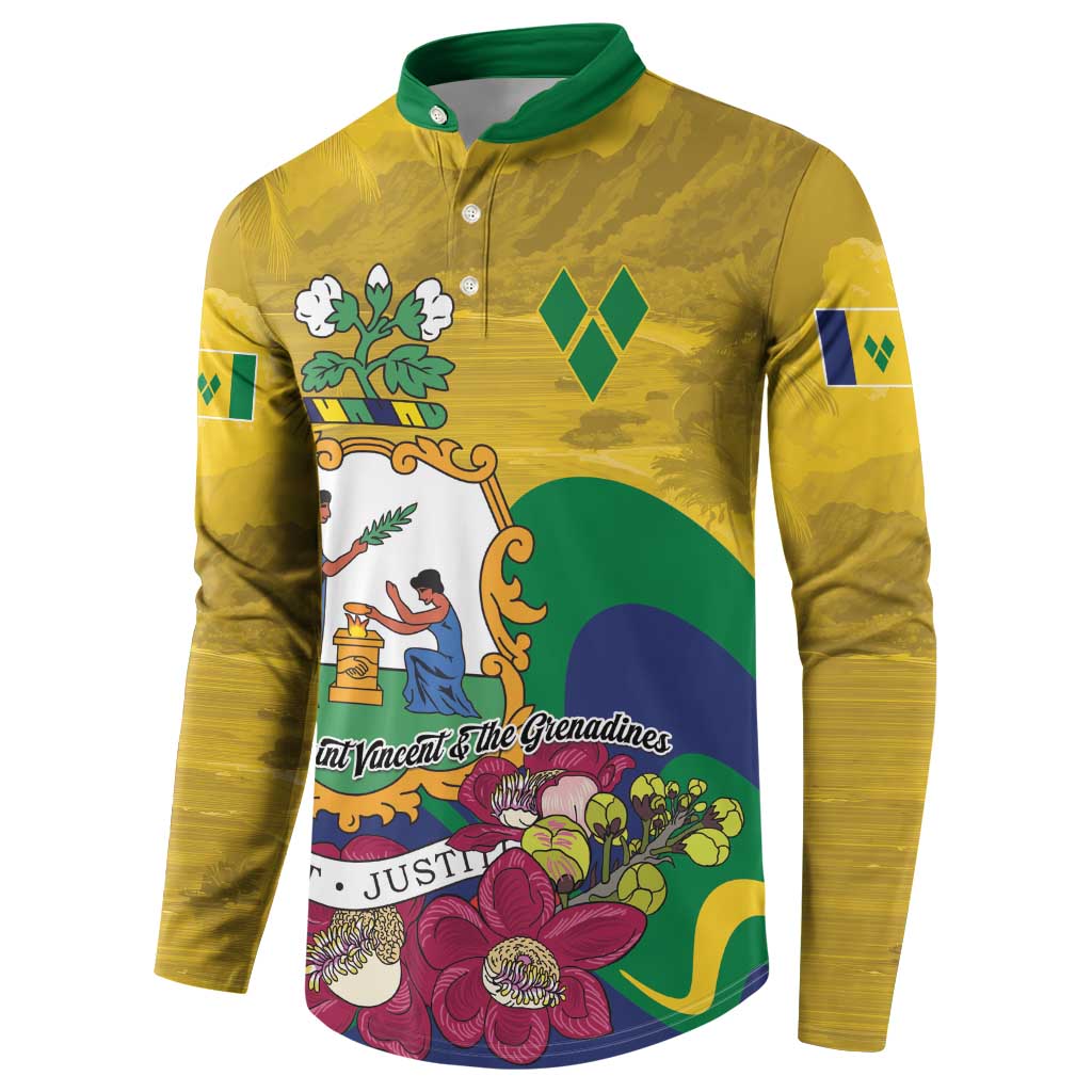 Personalized Saint Vincent and the Grenadines Button Sweatshirt Cannonball Flower Tropical Style - Wonder Print Shop