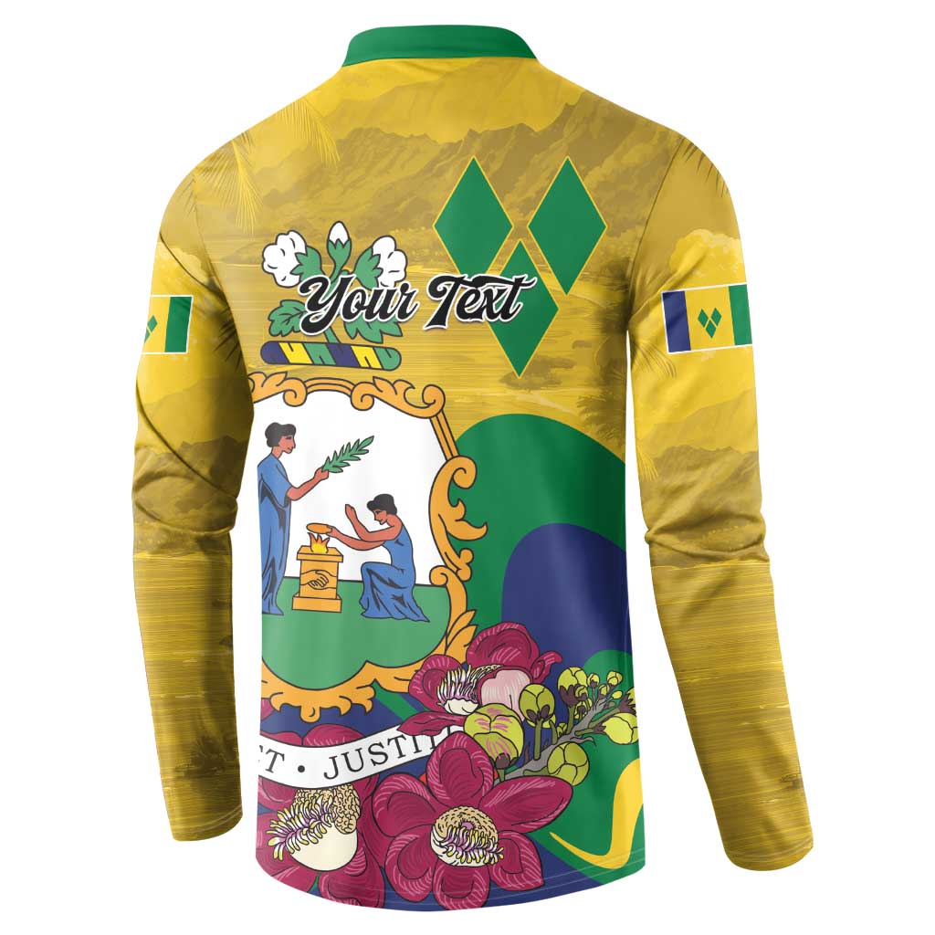 Personalized Saint Vincent and the Grenadines Button Sweatshirt Cannonball Flower Tropical Style - Wonder Print Shop