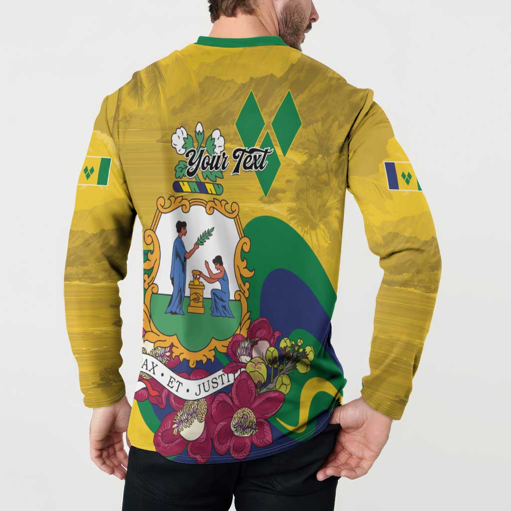 Personalized Saint Vincent and the Grenadines Button Sweatshirt Cannonball Flower Tropical Style - Wonder Print Shop