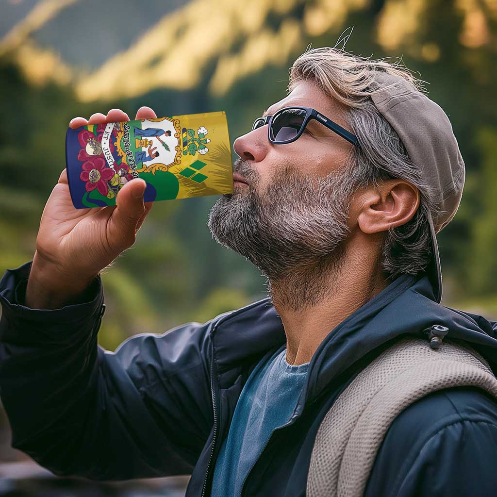 Personalized Saint Vincent and the Grenadines 4 in 1 Can Cooler Tumbler Cannonball Flower Tropical Style - Wonder Print Shop