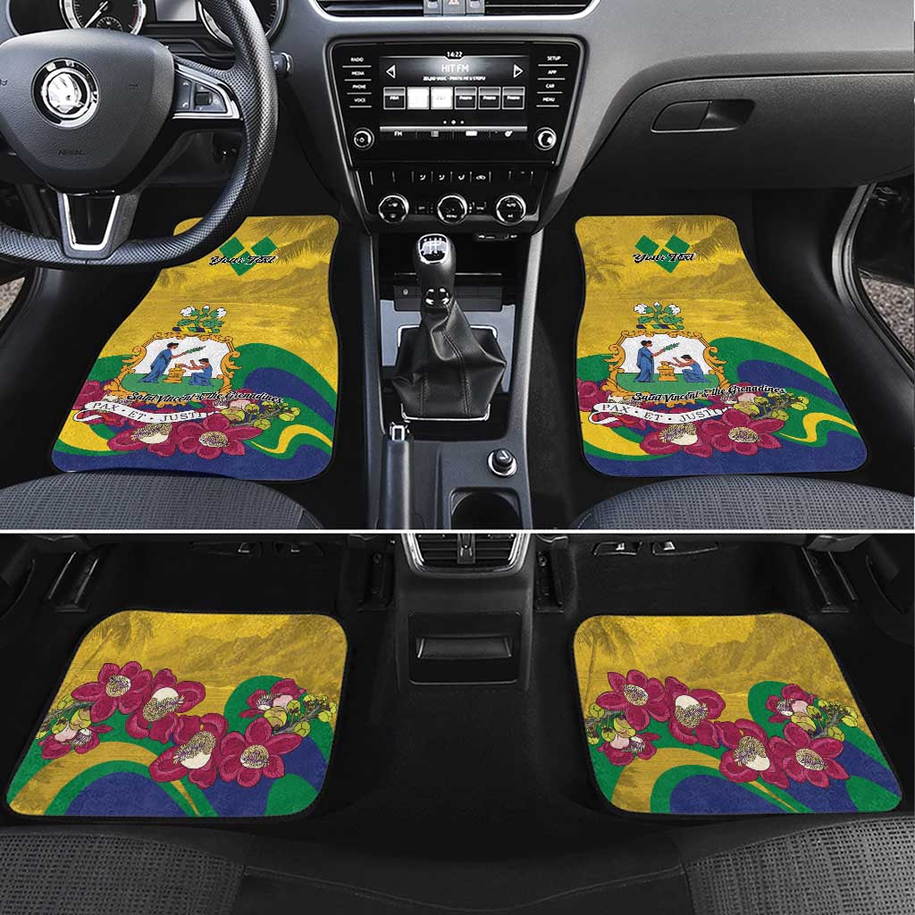 Personalized Saint Vincent and the Grenadines Car Mats Cannonball Flower Tropical Style - Wonder Print Shop