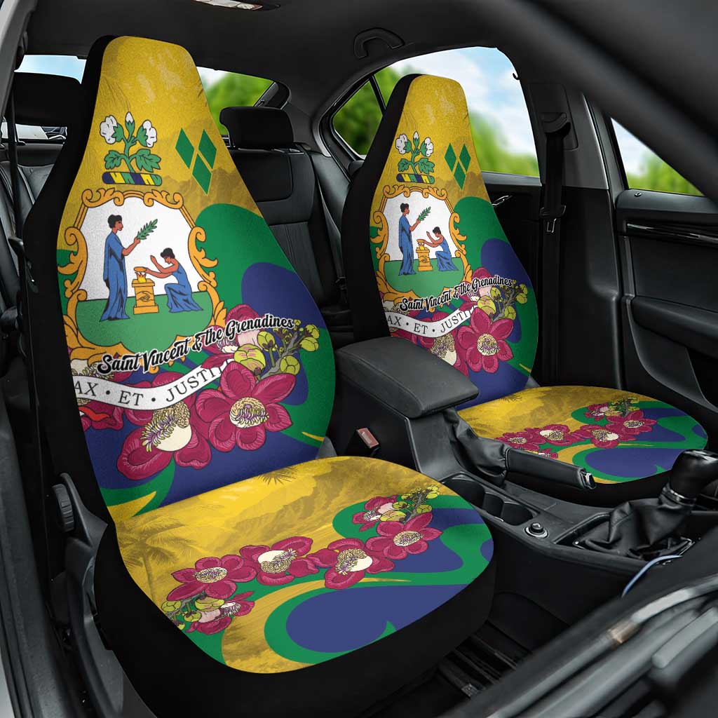 Saint Vincent and the Grenadines Car Seat Cover Cannonball Flower Tropical Style - Wonder Print Shop