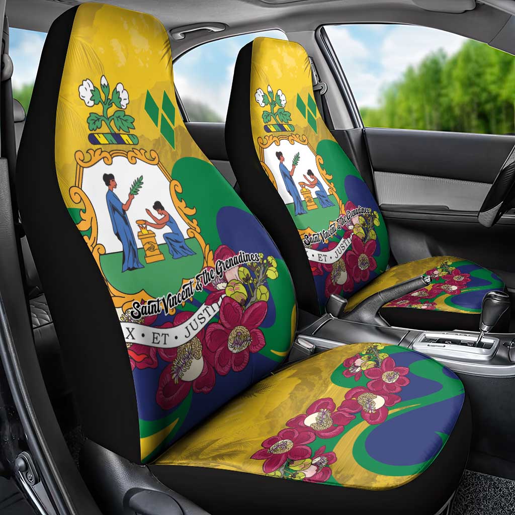 Saint Vincent and the Grenadines Car Seat Cover Cannonball Flower Tropical Style - Wonder Print Shop