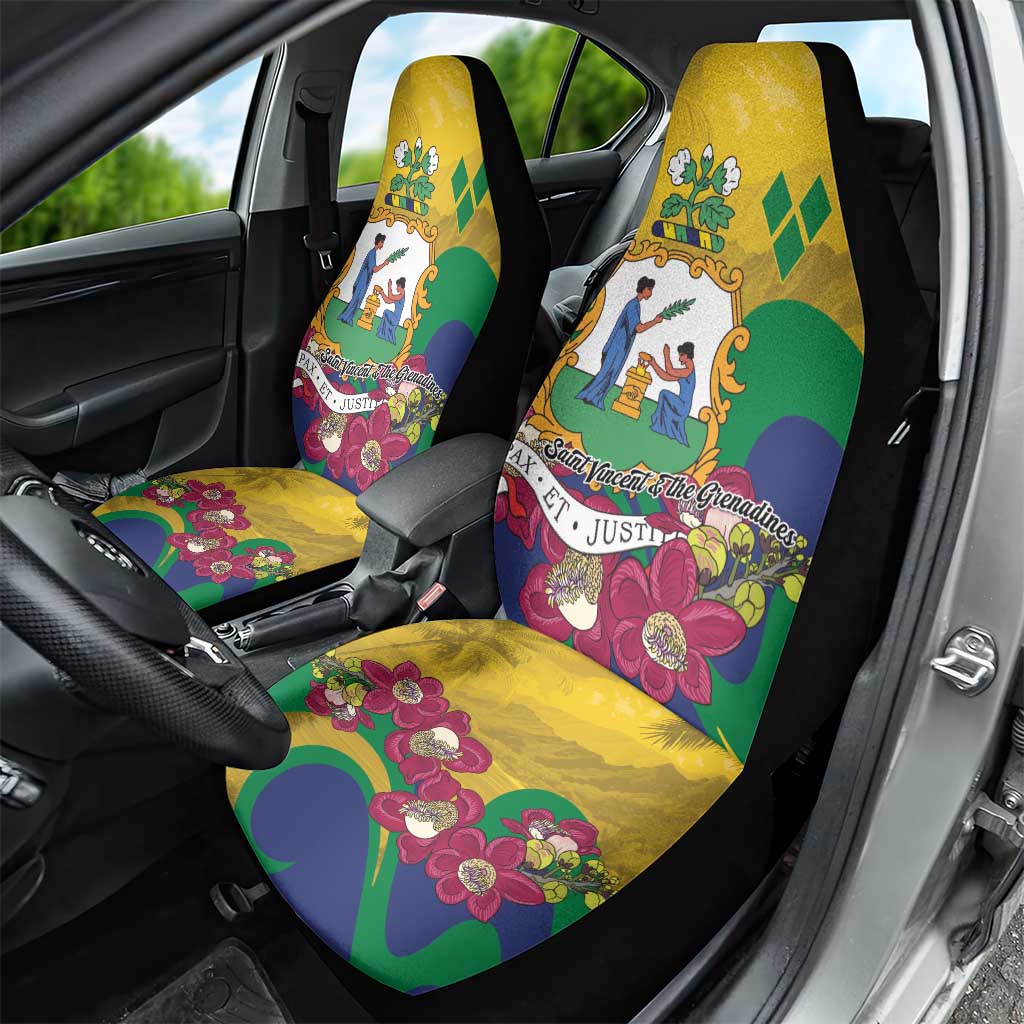 Saint Vincent and the Grenadines Car Seat Cover Cannonball Flower Tropical Style - Wonder Print Shop
