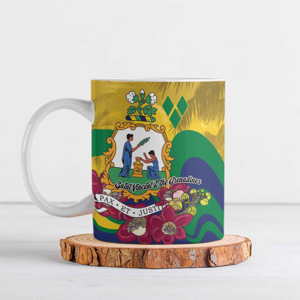 Personalized Saint Vincent and the Grenadines Ceramic Mug Cannonball Flower Tropical Style - Wonder Print Shop
