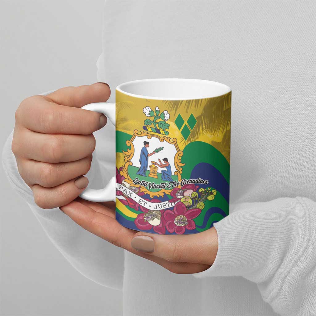 Personalized Saint Vincent and the Grenadines Ceramic Mug Cannonball Flower Tropical Style - Wonder Print Shop