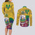 Personalized Saint Vincent and the Grenadines Couples Matching Long Sleeve Bodycon Dress and Long Sleeve Button Shirt Cannonball Flower Tropical Style - Wonder Print Shop