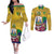 Personalized Saint Vincent and the Grenadines Couples Matching Off The Shoulder Long Sleeve Dress and Long Sleeve Button Shirt Cannonball Flower Tropical Style - Wonder Print Shop
