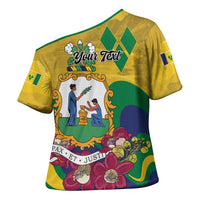 Personalized Saint Vincent and the Grenadines Cross Shoulder Shirt Cannonball Flower Tropical Style - Wonder Print Shop