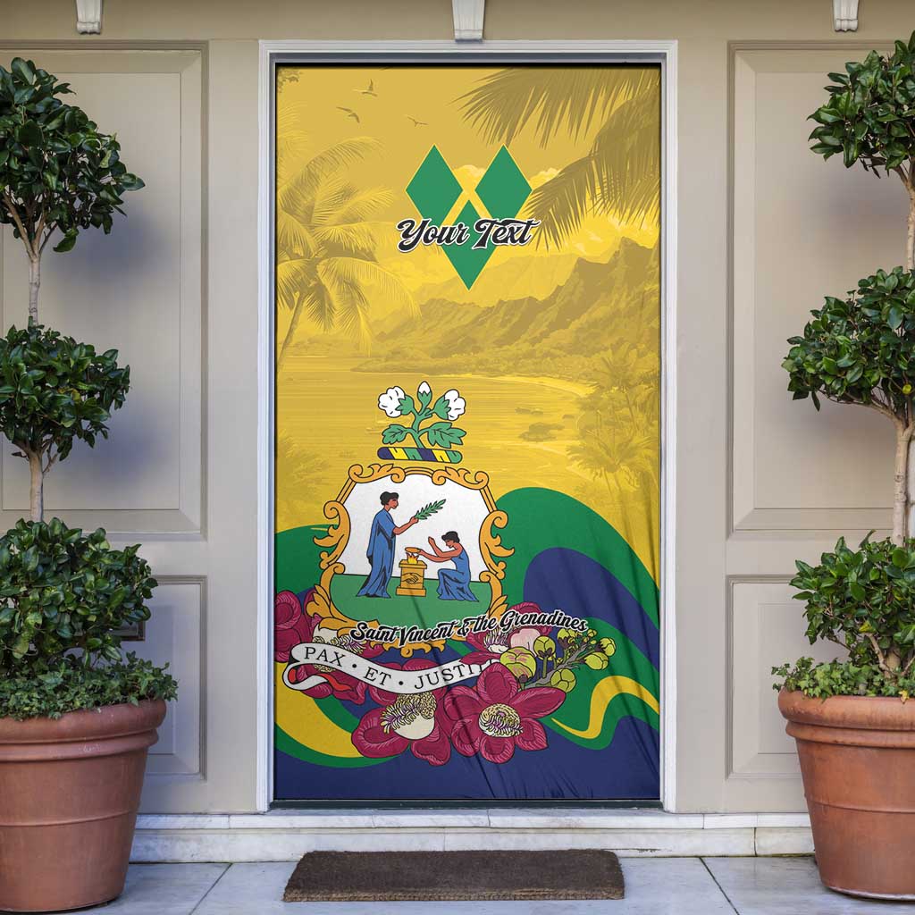 Personalized Saint Vincent and the Grenadines Door Cover Cannonball Flower Tropical Style - Wonder Print Shop