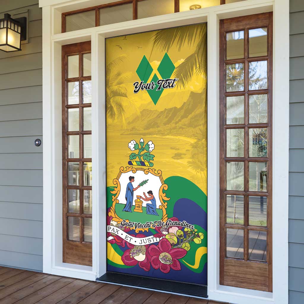 Personalized Saint Vincent and the Grenadines Door Cover Cannonball Flower Tropical Style - Wonder Print Shop