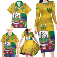 Personalized Saint Vincent and the Grenadines Family Matching Long Sleeve Bodycon Dress and Hawaiian Shirt Cannonball Flower Tropical Style - Wonder Print Shop