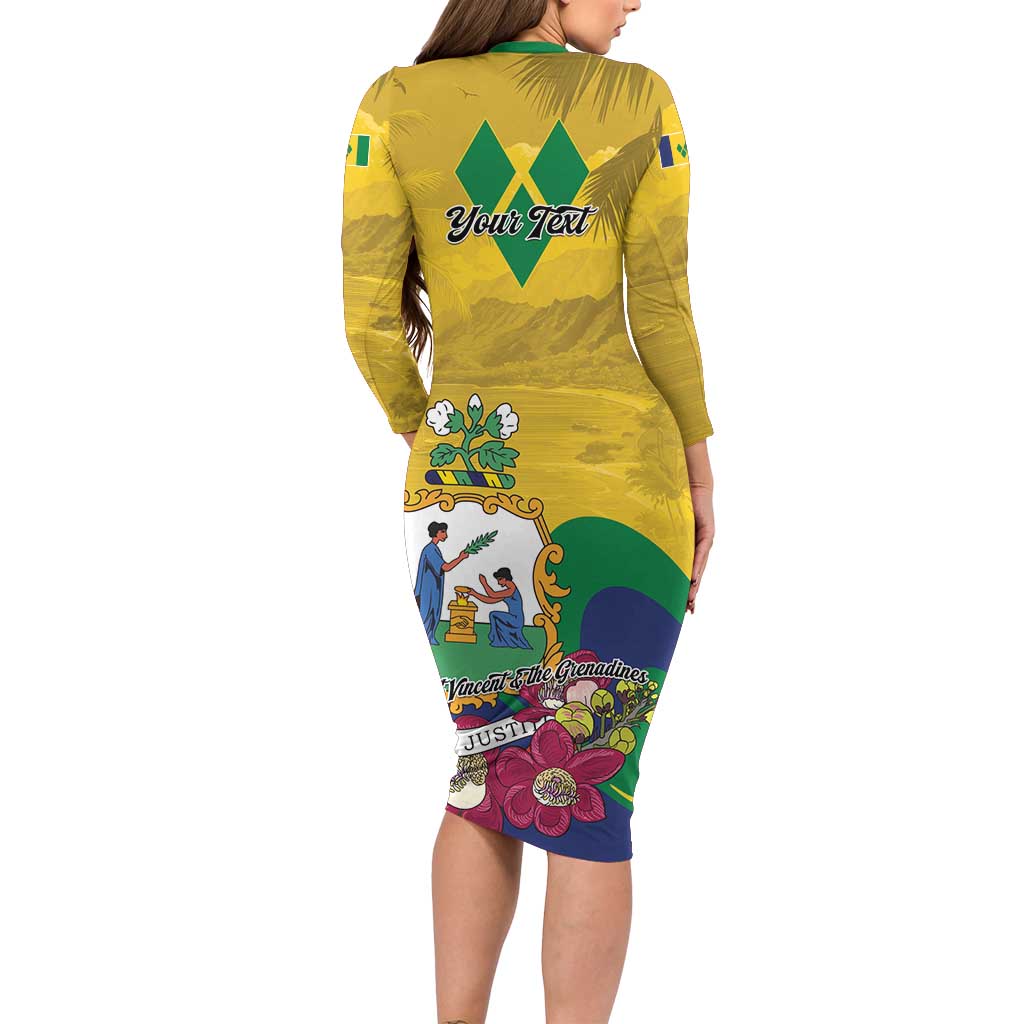 Personalized Saint Vincent and the Grenadines Family Matching Long Sleeve Bodycon Dress and Hawaiian Shirt Cannonball Flower Tropical Style - Wonder Print Shop