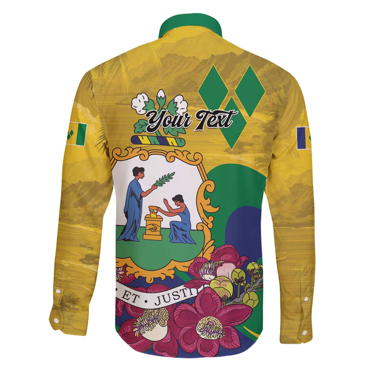 Personalized Saint Vincent and the Grenadines Family Matching Off The Shoulder Long Sleeve Dress and Hawaiian Shirt Cannonball Flower Tropical Style - Wonder Print Shop