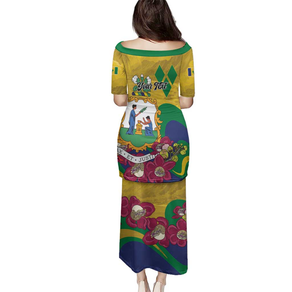 Personalized Saint Vincent and the Grenadines Family Matching Puletasi and Hawaiian Shirt Cannonball Flower Tropical Style - Wonder Print Shop