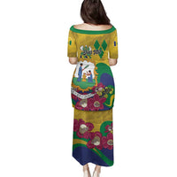 Personalized Saint Vincent and the Grenadines Family Matching Puletasi and Hawaiian Shirt Cannonball Flower Tropical Style - Wonder Print Shop