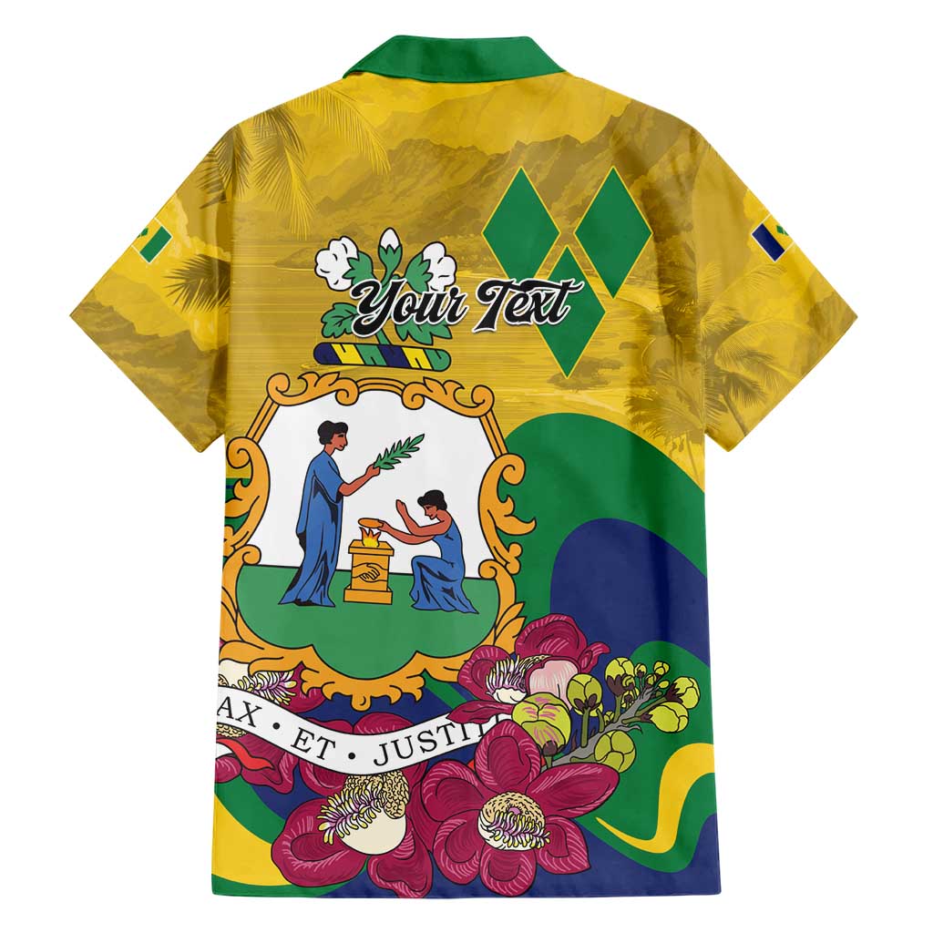 Personalized Saint Vincent and the Grenadines Family Matching Short Sleeve Bodycon Dress and Hawaiian Shirt Cannonball Flower Tropical Style - Wonder Print Shop