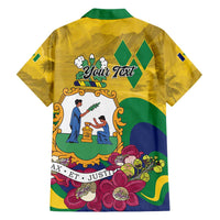 Personalized Saint Vincent and the Grenadines Family Matching Short Sleeve Bodycon Dress and Hawaiian Shirt Cannonball Flower Tropical Style - Wonder Print Shop