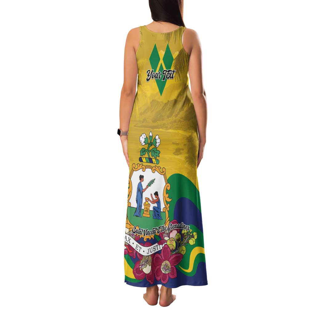 Personalized Saint Vincent and the Grenadines Family Matching Tank Maxi Dress and Hawaiian Shirt Cannonball Flower Tropical Style - Wonder Print Shop
