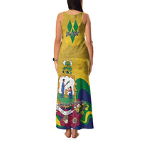 Personalized Saint Vincent and the Grenadines Family Matching Tank Maxi Dress and Hawaiian Shirt Cannonball Flower Tropical Style - Wonder Print Shop
