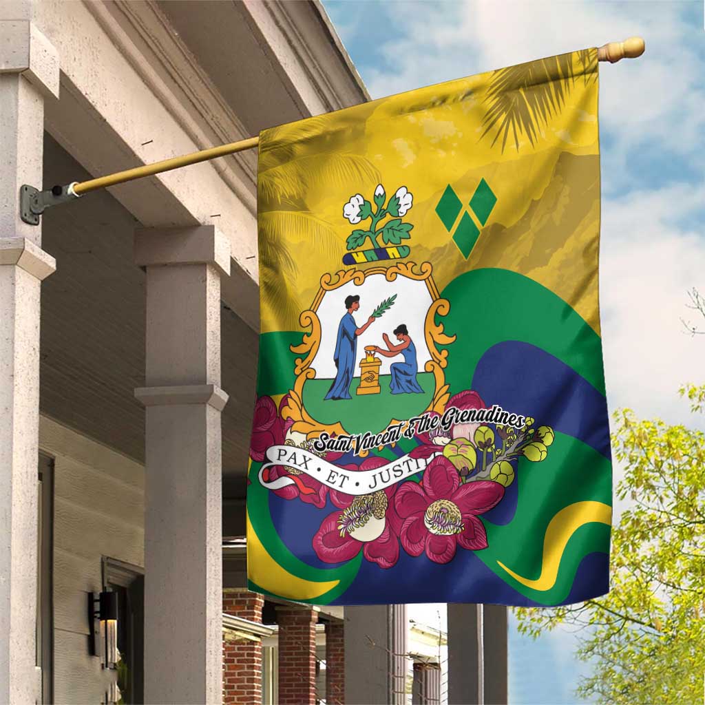 Saint Vincent and the Grenadines Garden Flag Cannonball Flower Tropical Style - Wonder Print Shop