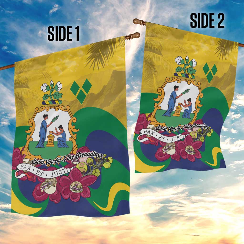 Saint Vincent and the Grenadines Garden Flag Cannonball Flower Tropical Style - Wonder Print Shop
