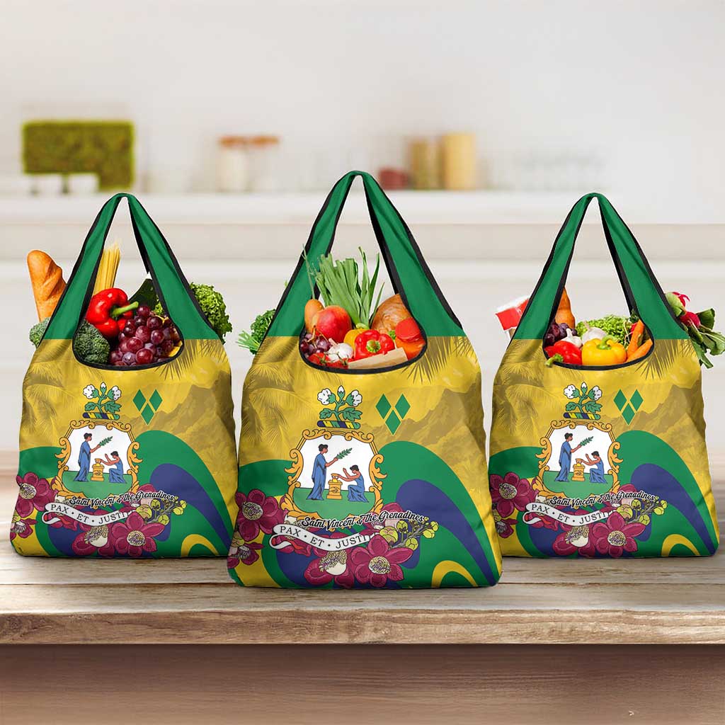 Saint Vincent and the Grenadines Grocery Bag Cannonball Flower Tropical Style - Wonder Print Shop