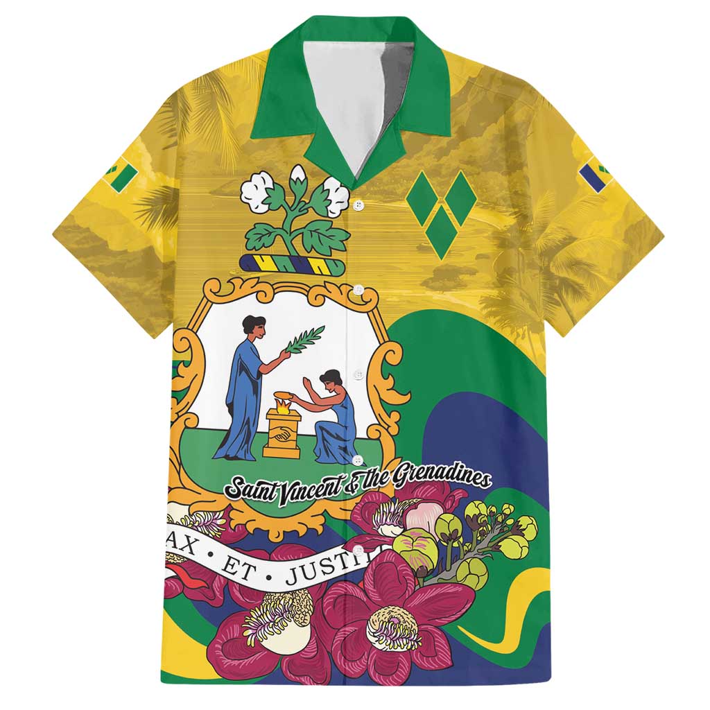 Personalized Saint Vincent and the Grenadines Hawaiian Shirt Cannonball Flower Tropical Style - Wonder Print Shop