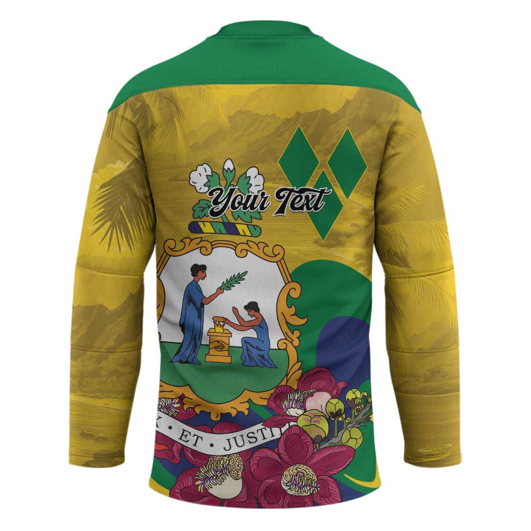 Personalized Saint Vincent and the Grenadines Hockey Jersey Cannonball Flower Tropical Style - Wonder Print Shop
