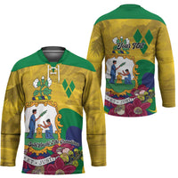 Personalized Saint Vincent and the Grenadines Hockey Jersey Cannonball Flower Tropical Style - Wonder Print Shop