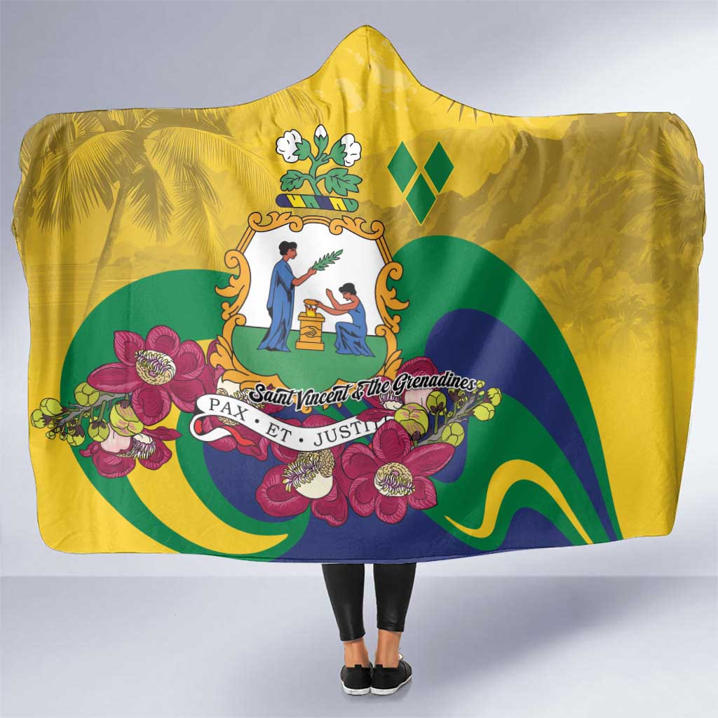 Saint Vincent and the Grenadines Hooded Blanket Cannonball Flower Tropical Style - Wonder Print Shop