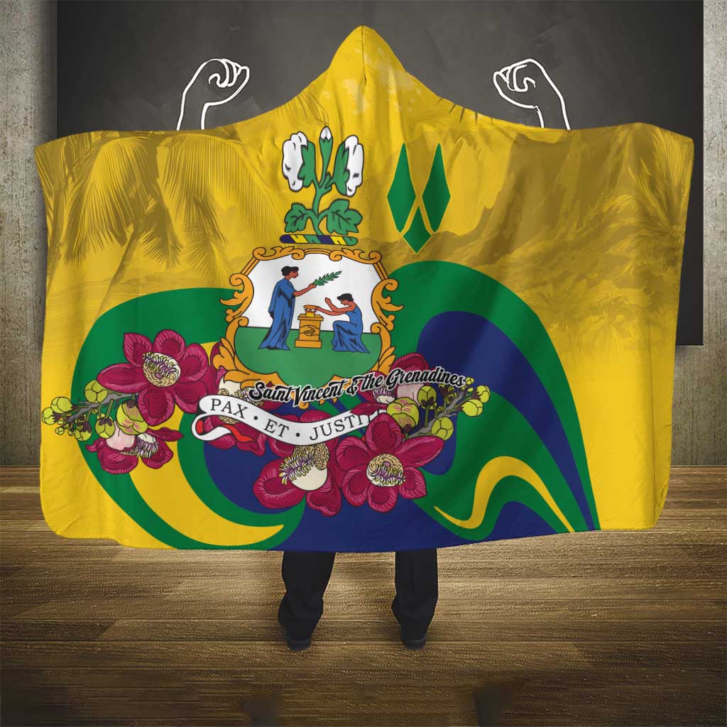 Saint Vincent and the Grenadines Hooded Blanket Cannonball Flower Tropical Style - Wonder Print Shop