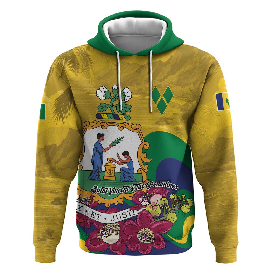 Personalized Saint Vincent and the Grenadines Hoodie Cannonball Flower Tropical Style - Wonder Print Shop
