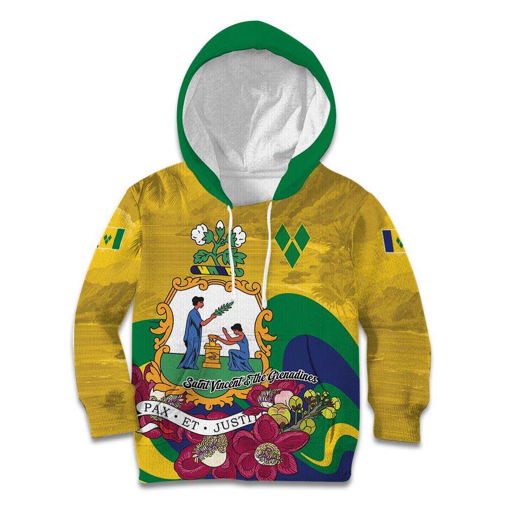 Personalized Saint Vincent and the Grenadines Kid Hoodie Cannonball Flower Tropical Style - Wonder Print Shop