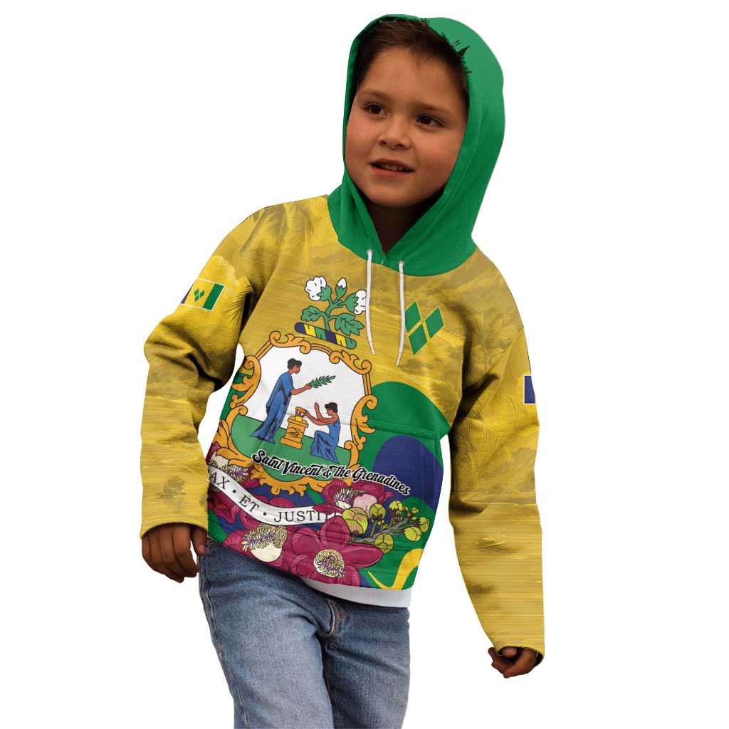 Personalized Saint Vincent and the Grenadines Kid Hoodie Cannonball Flower Tropical Style - Wonder Print Shop