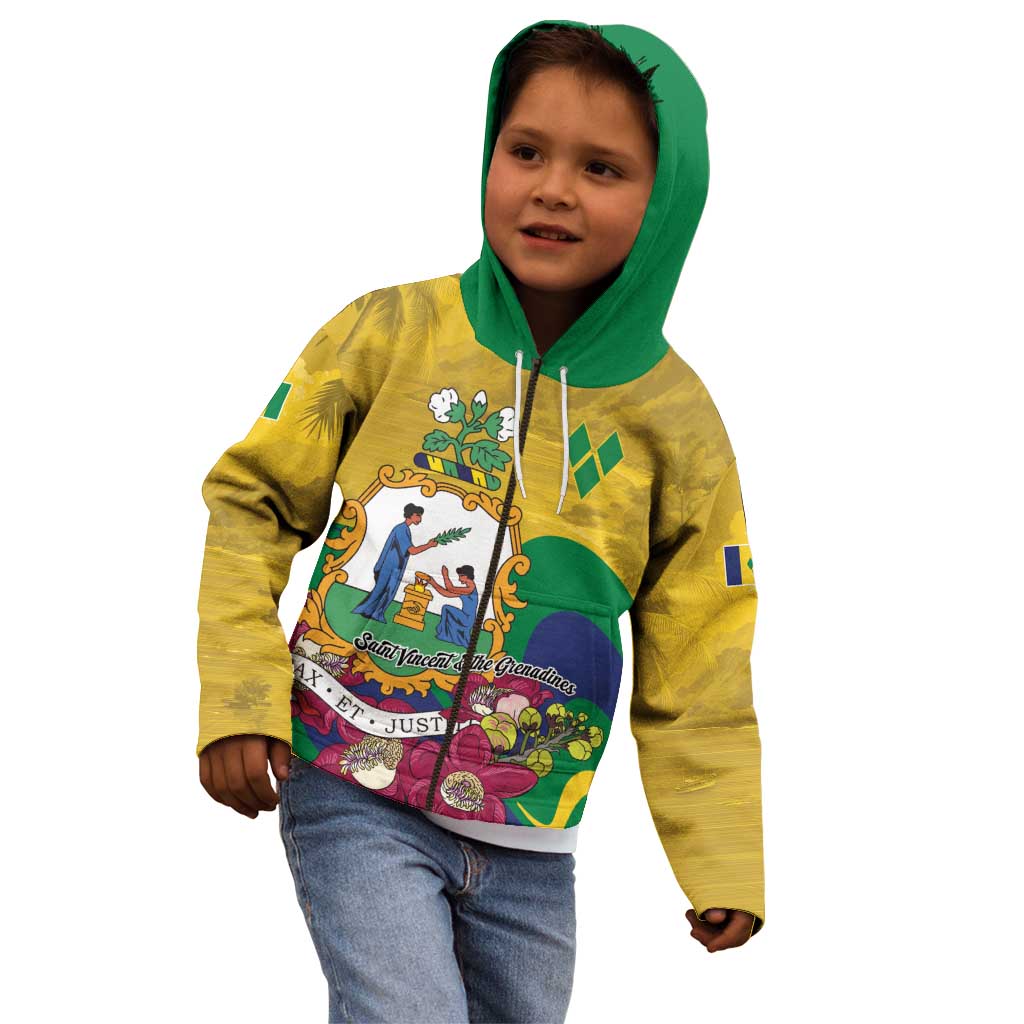 Personalized Saint Vincent and the Grenadines Kid Hoodie Cannonball Flower Tropical Style - Wonder Print Shop
