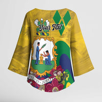 Personalized Saint Vincent and the Grenadines Kimono Sleeve Blouse Cannonball Flower Tropical Style - Wonder Print Shop