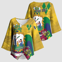 Personalized Saint Vincent and the Grenadines Kimono Sleeve Blouse Cannonball Flower Tropical Style - Wonder Print Shop