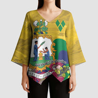 Personalized Saint Vincent and the Grenadines Kimono Sleeve Blouse Cannonball Flower Tropical Style - Wonder Print Shop