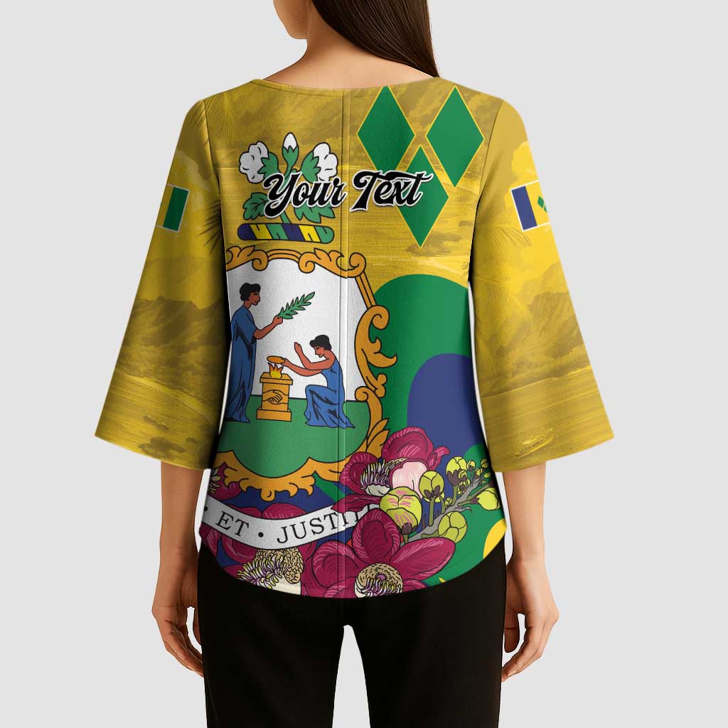 Personalized Saint Vincent and the Grenadines Kimono Sleeve Blouse Cannonball Flower Tropical Style - Wonder Print Shop