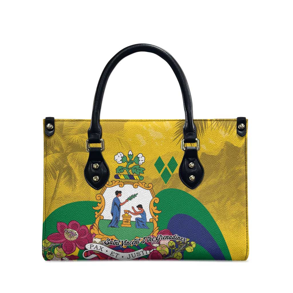 Saint Vincent and the Grenadines Leather Bag Cannonball Flower Tropical Style - Wonder Print Shop