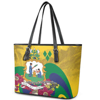 Saint Vincent and the Grenadines Leather Tote Bag Cannonball Flower Tropical Style - Wonder Print Shop