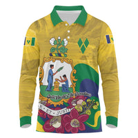 Personalized Saint Vincent and the Grenadines Long Sleeve Polo Shirt Cannonball Flower Tropical Style - Wonder Print Shop