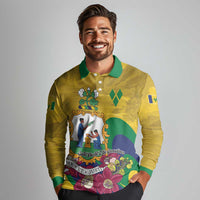 Personalized Saint Vincent and the Grenadines Long Sleeve Polo Shirt Cannonball Flower Tropical Style - Wonder Print Shop