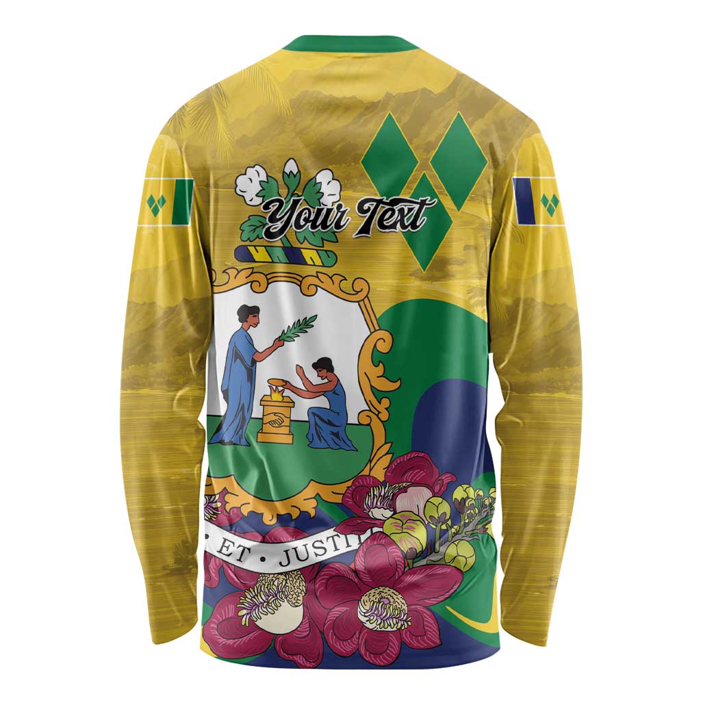 Personalized Saint Vincent and the Grenadines Long Sleeve Shirt Cannonball Flower Tropical Style - Wonder Print Shop