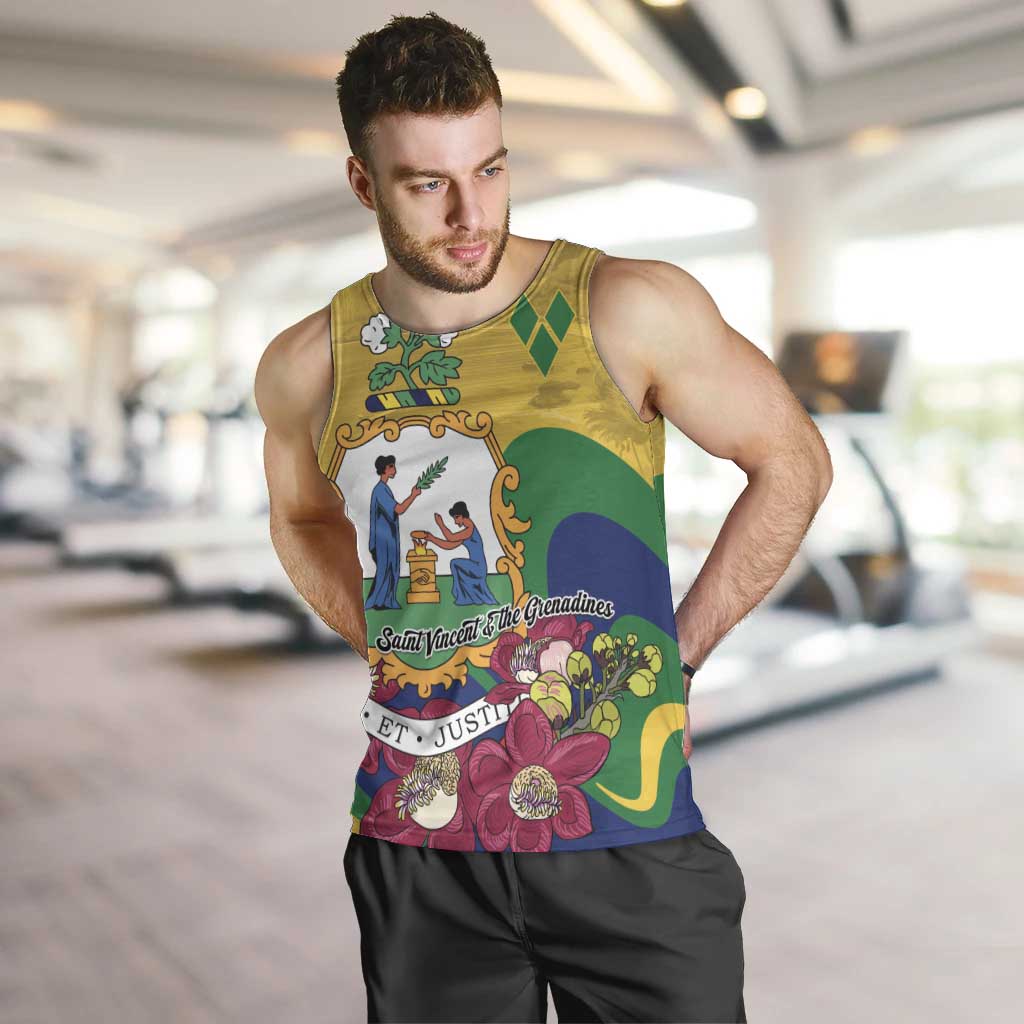 Personalized Saint Vincent and the Grenadines Men Tank Top Cannonball Flower Tropical Style - Wonder Print Shop