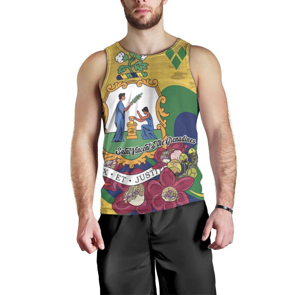 Personalized Saint Vincent and the Grenadines Men Tank Top Cannonball Flower Tropical Style - Wonder Print Shop