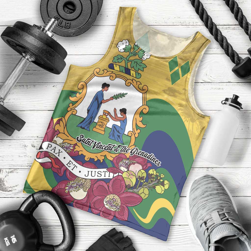 Personalized Saint Vincent and the Grenadines Men Tank Top Cannonball Flower Tropical Style - Wonder Print Shop