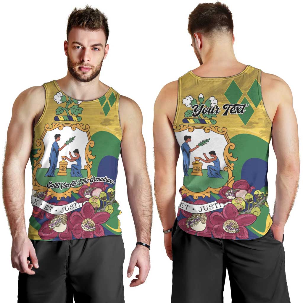Personalized Saint Vincent and the Grenadines Men Tank Top Cannonball Flower Tropical Style - Wonder Print Shop