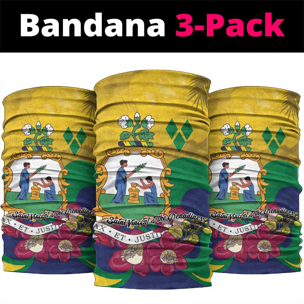 Saint Vincent and the Grenadines Neck Gaiter Cannonball Flower Tropical Style - Wonder Print Shop